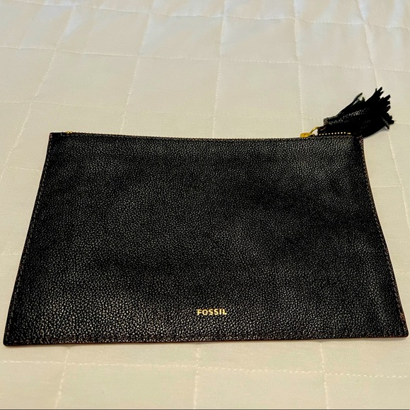 Leather Fossil Pouch Clutch Bag - Picture 1 of 4